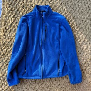 LL Bean Fleece Soft Shell Jacket Full Zip Up Men’s M Medium Blue Pockets Layer